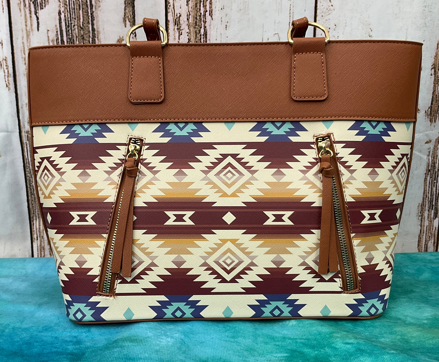 Southwest Tote Bag with Front Zipper