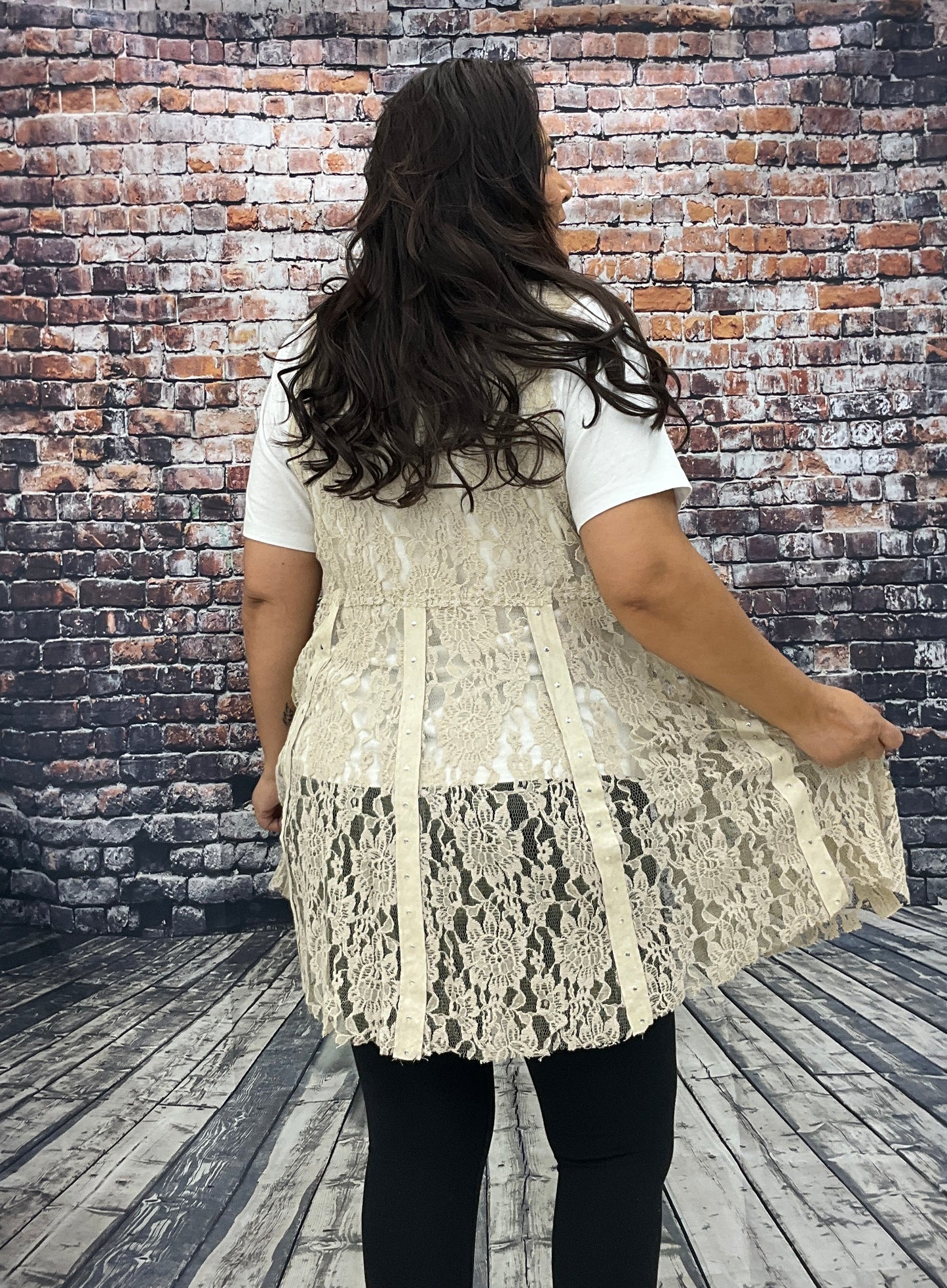 Ladies Lace Vest with Studs