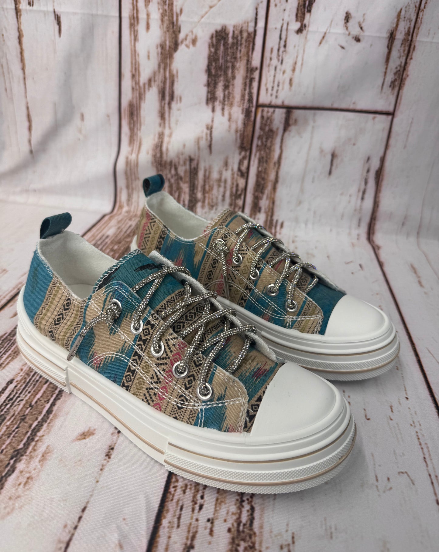 Very G Aman Printed Turquoise Sneakers Womens