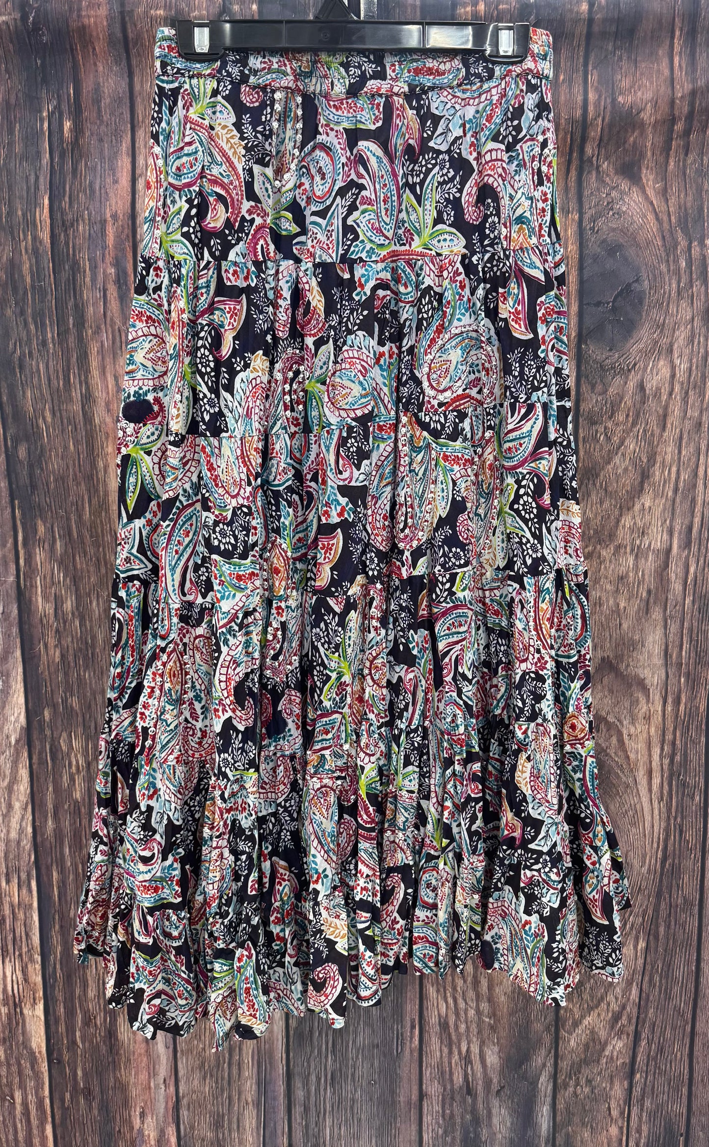 Sequins Cotton Tiered Long Skirts
