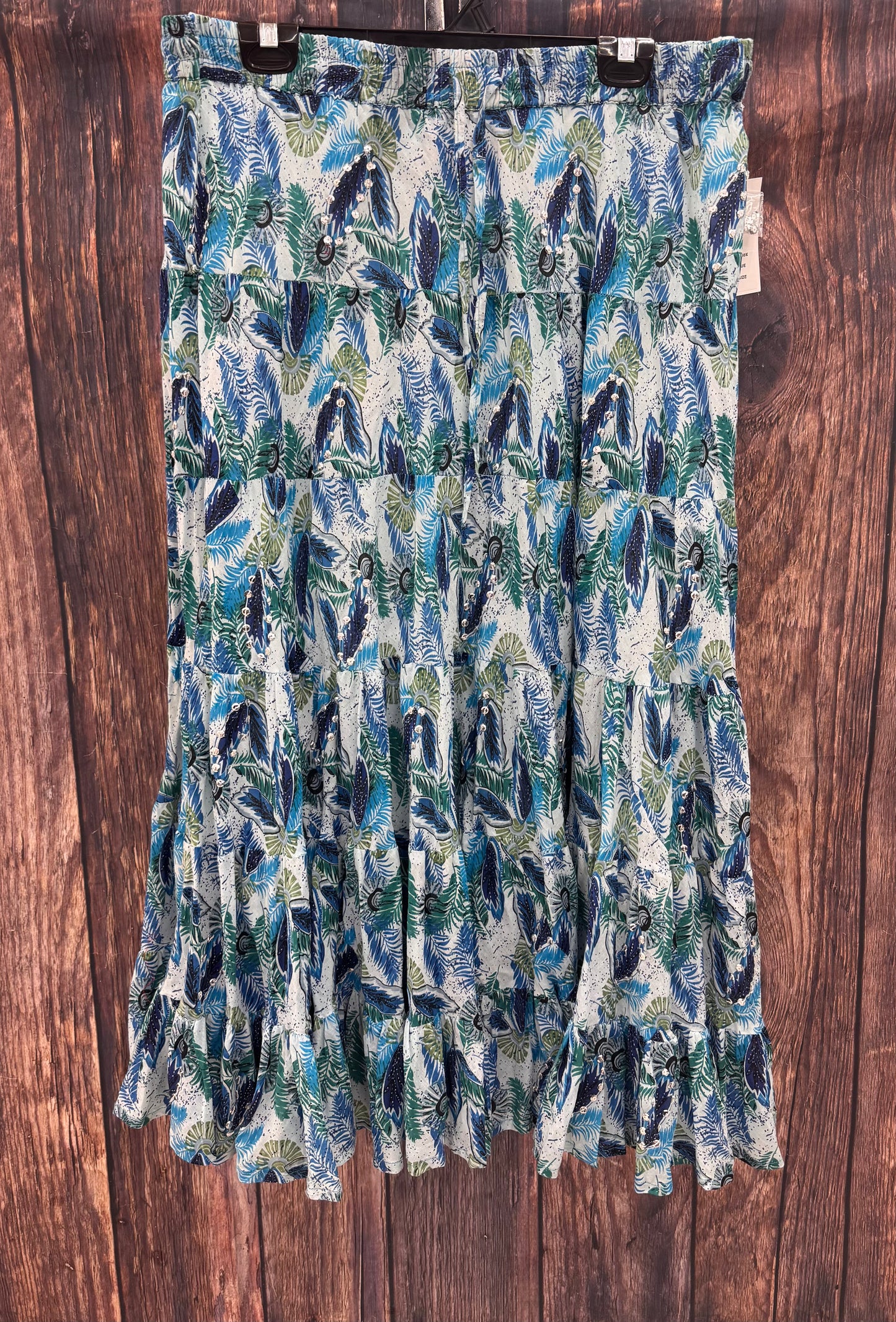 Sequins Cotton Tiered Long Skirts