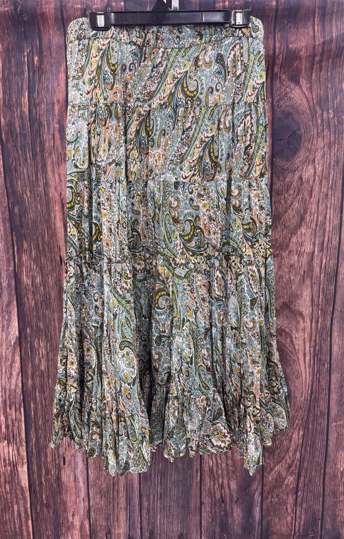 Sequins Cotton Tiered Long Skirts