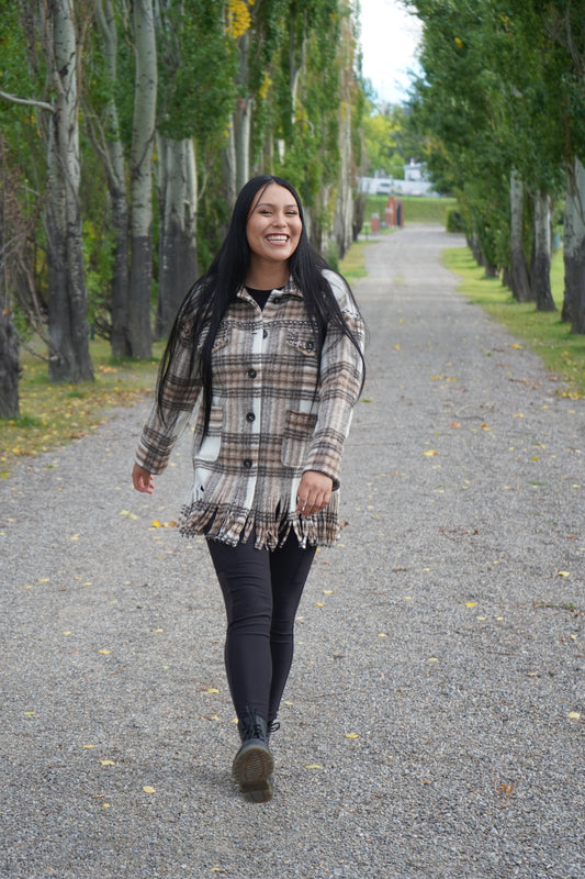 Mid- Length W/ Fringes Coat