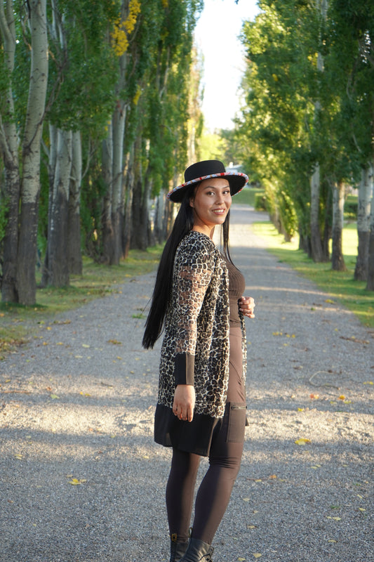 Shear Cheetah Print Cardigan Mid-Length
