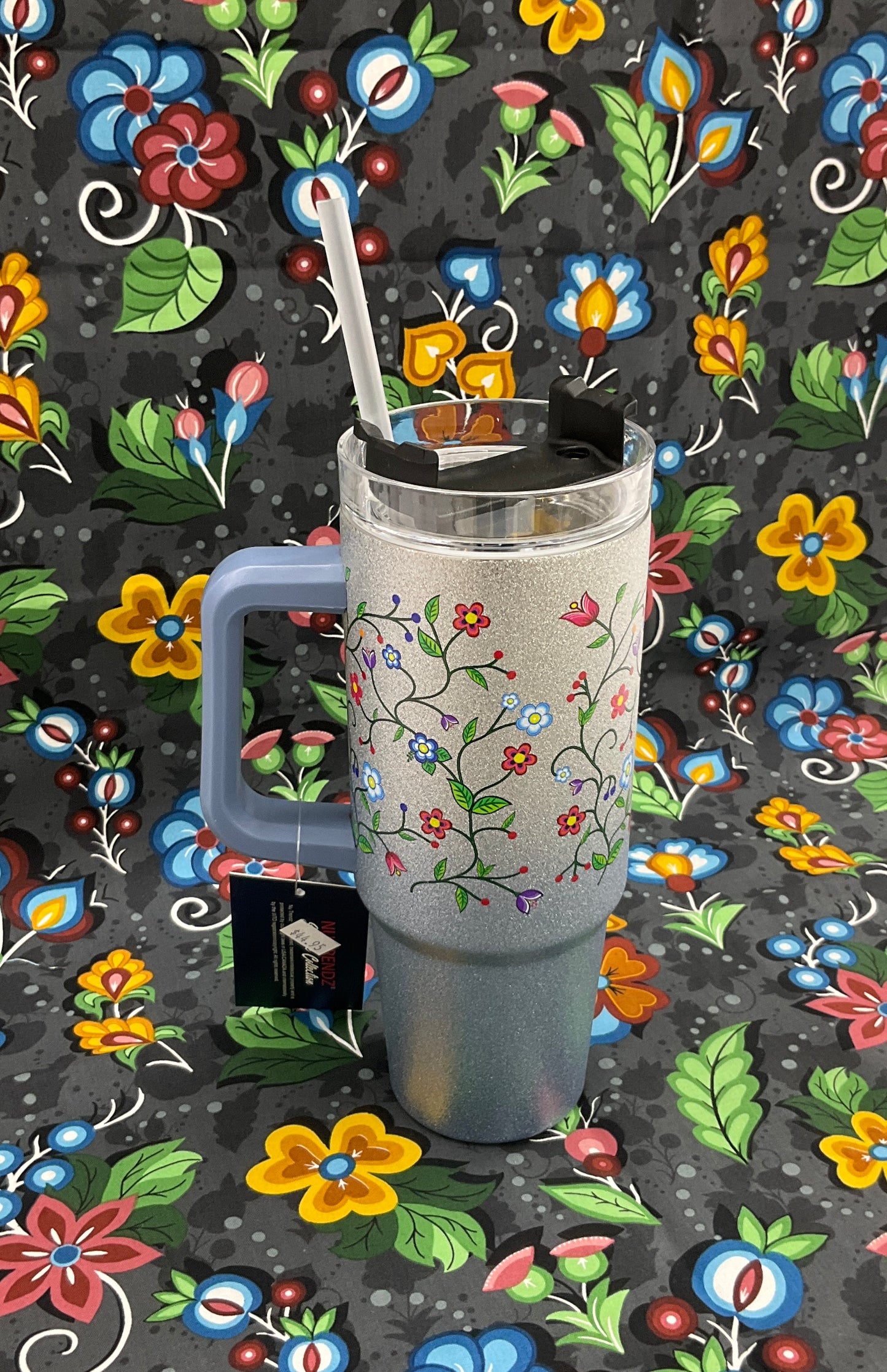 30oz Stainless Steel Floral Glitter Mug