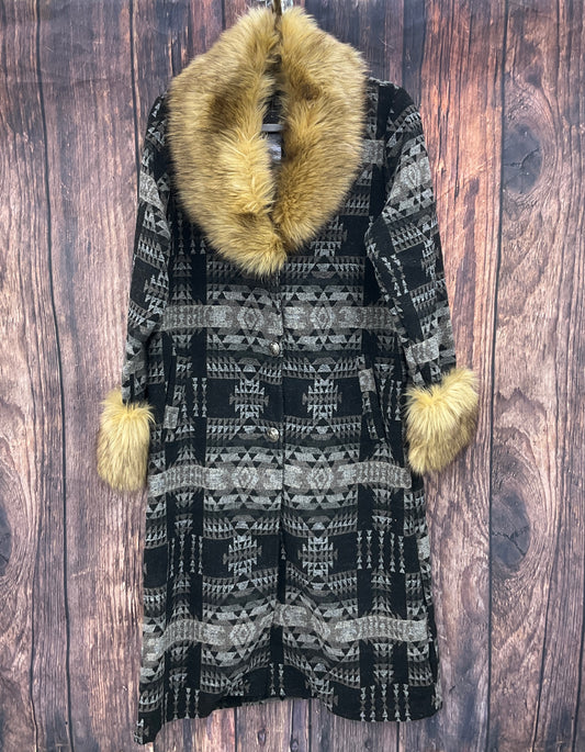 Ladies Grey Black Aztec Coat