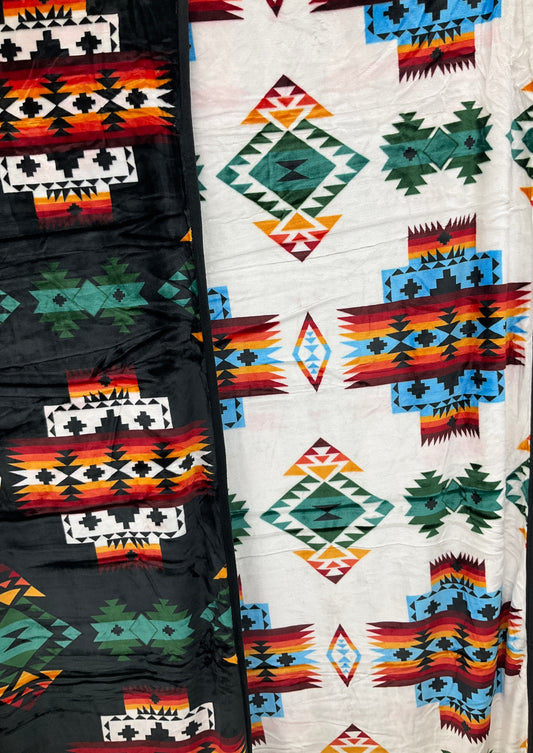 Queen Tribal Design Mink Blanket