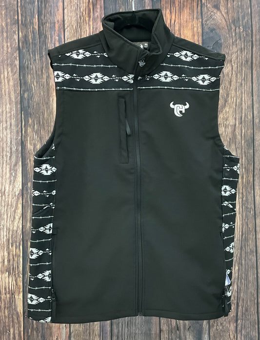 Tonal Aztec Accent Poly Shell Vest