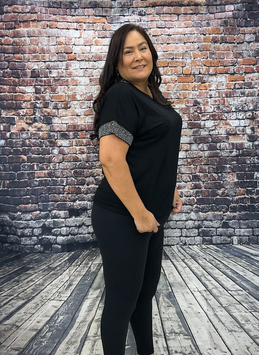 Ladies Stoned Short Sleeve Top