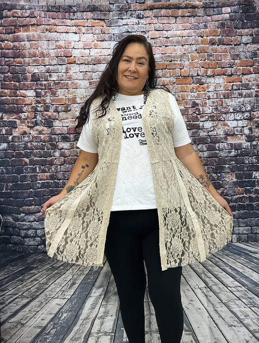 Ladies Lace Vest with Studs