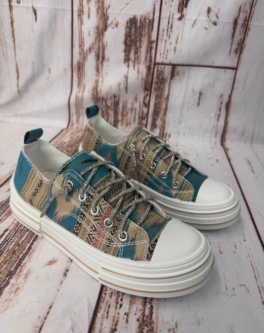 Very G Aman Printed Turquoise Sneakers Womens