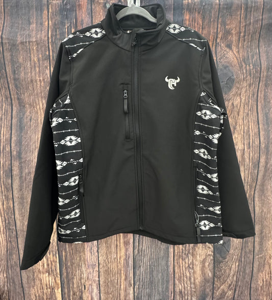 Men's Cowboy Hardware Tonal Aztec Black Poly Shell Jacket